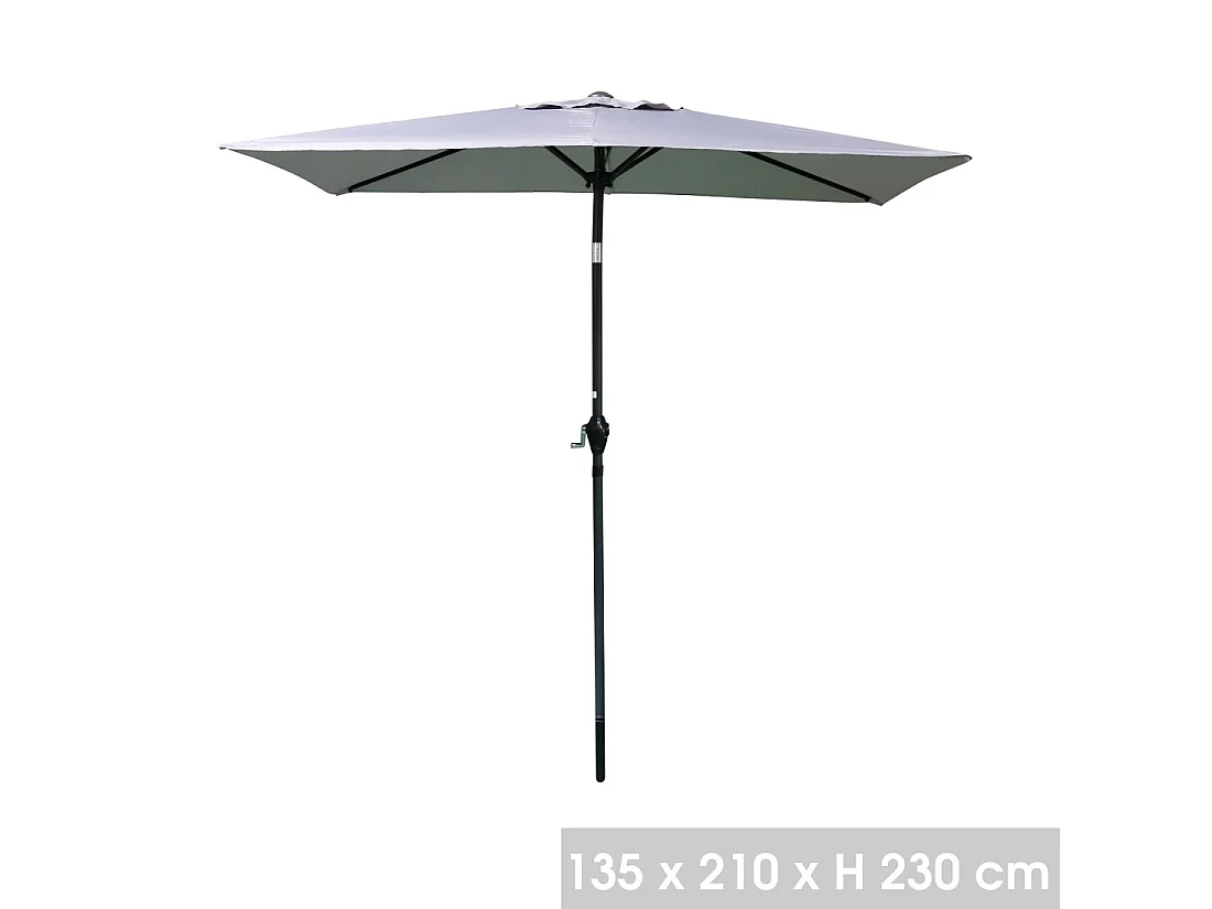 Guarda-sol reclinável retangular cinza claro, dimensão 135x210cm.