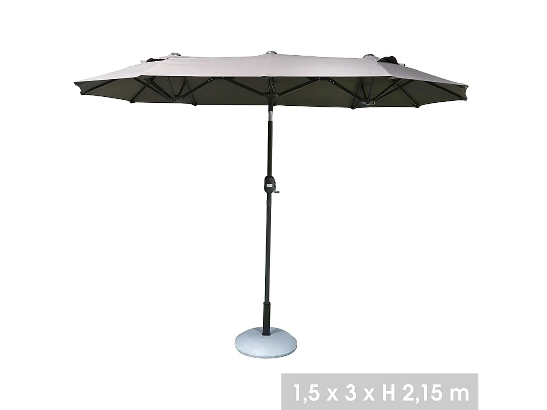 Grote dubbele parasol in antracietgrijs - Afmetingen 150x300 cm