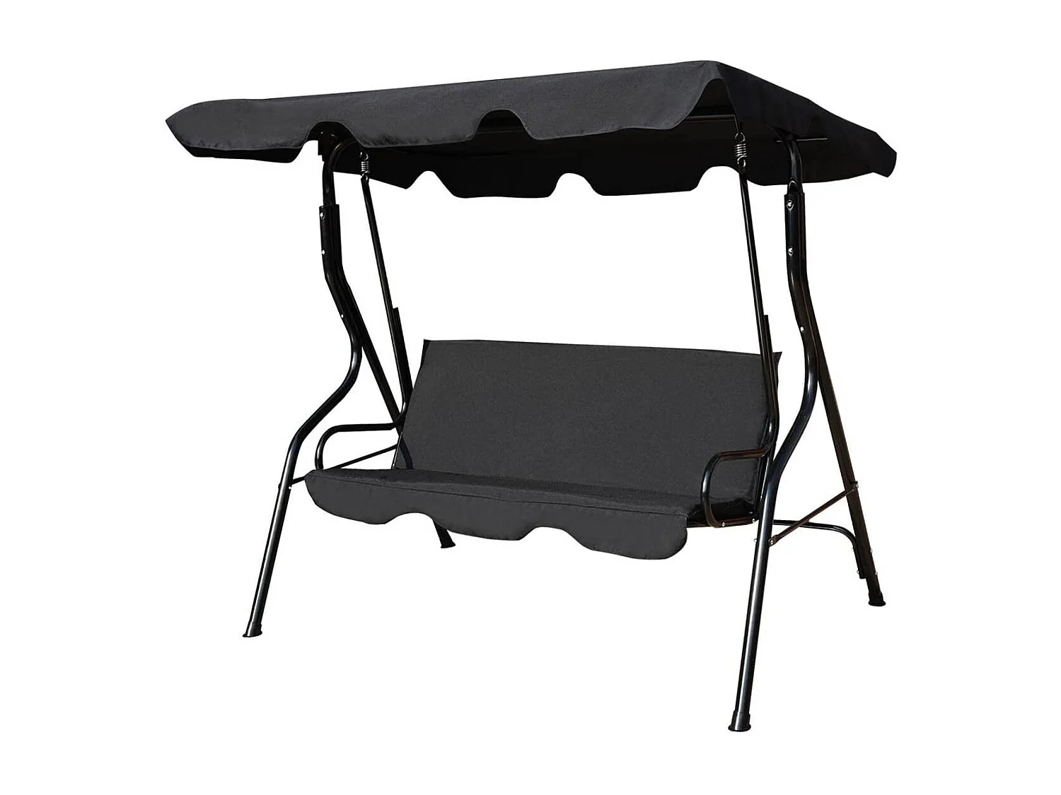 Balancelle de Jardin sur Pied pour 3 Personnes avec Toit Imperméabilisant Idéal pour Jardin Terrasse Noir