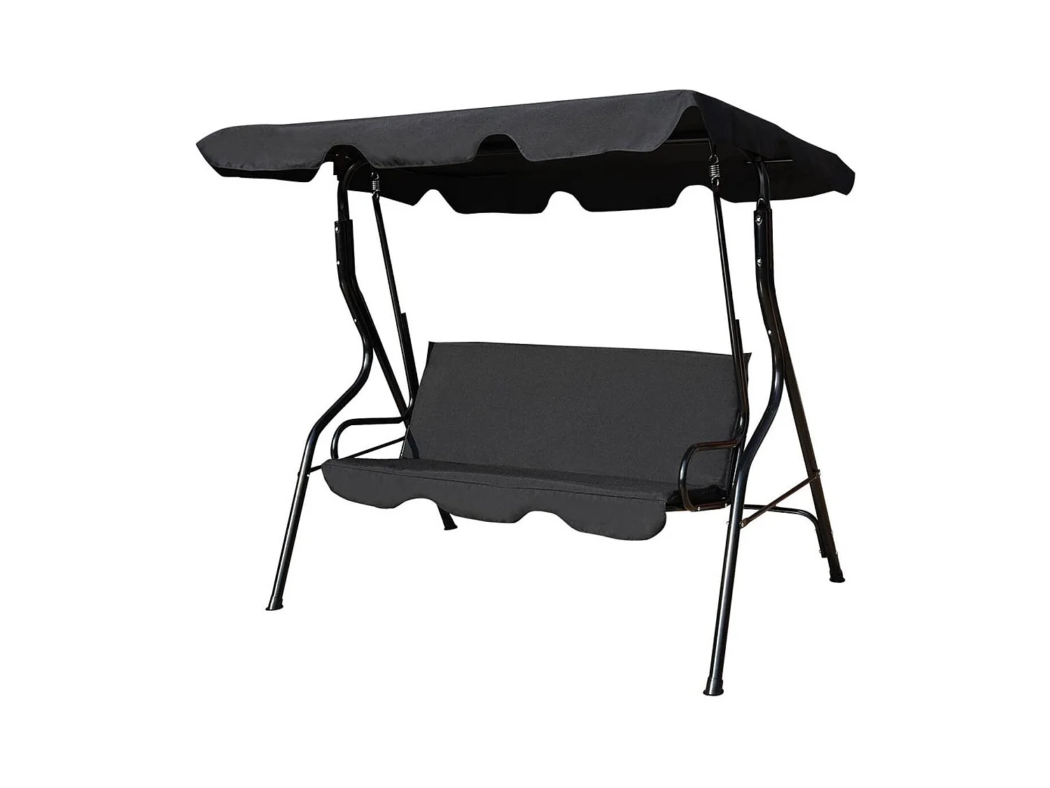 Balancelle de Jardin sur Pied pour 3 Personnes avec Toit Imperméabilisant Idéal pour Jardin Terrasse Noir