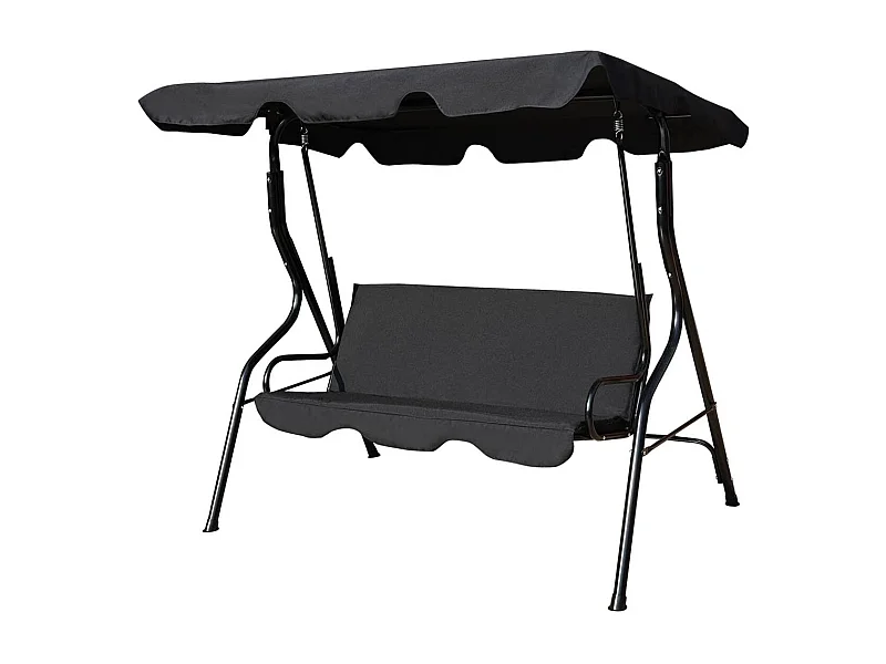 Balancelle de Jardin sur Pied pour 3 Personnes avec Toit Imperméabilisant Idéal pour Jardin Terrasse Noir
