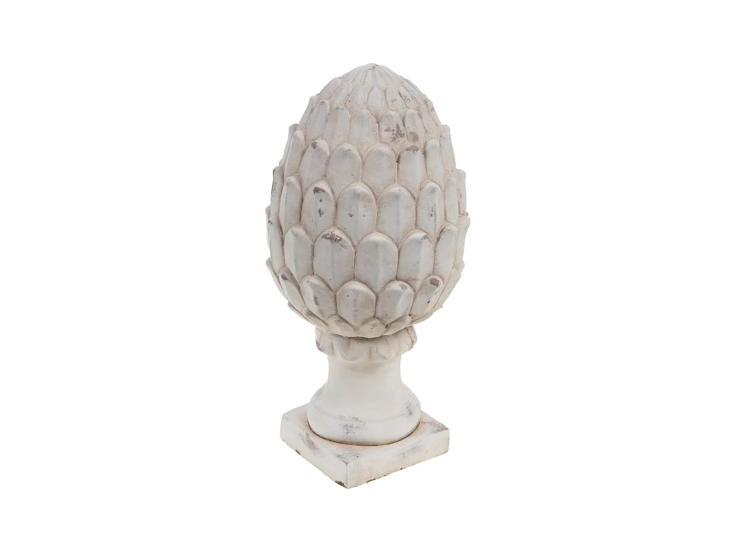 Pomme de pin blanc en patine 36 cm