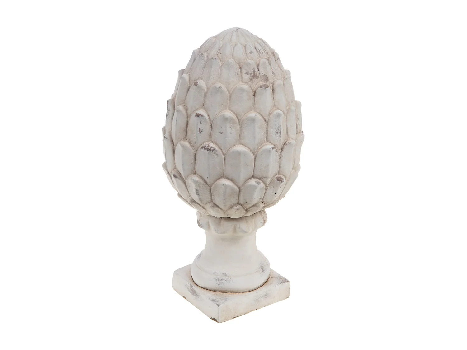 Pomme de pin blanc en patine 36 cm