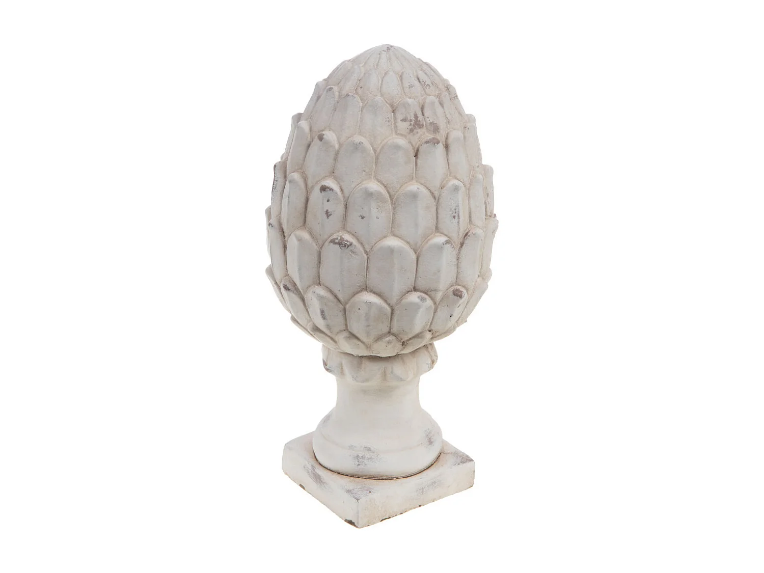 Pomme de pin blanc en patine 36 cm
