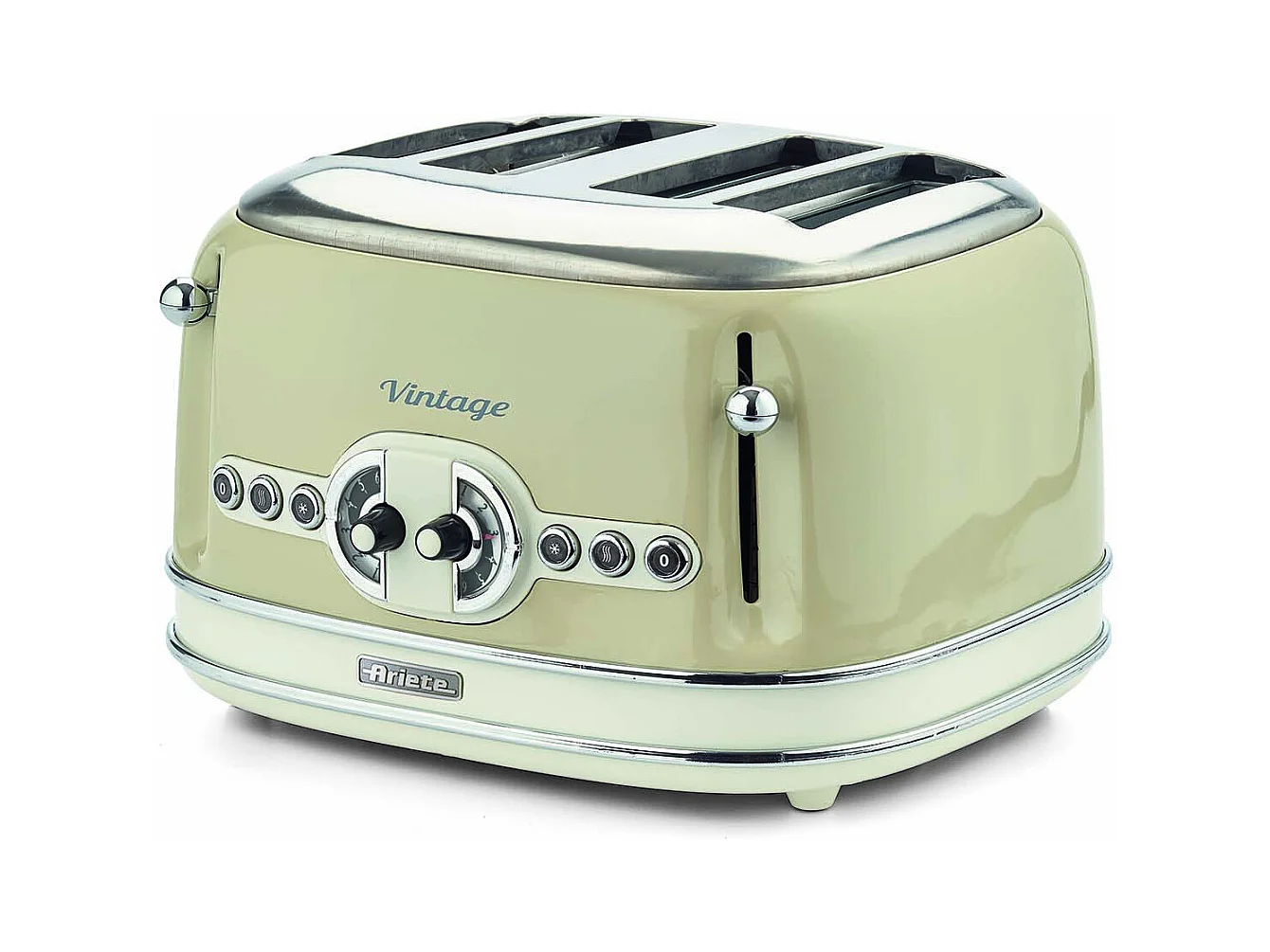 Tostapane Vintage 4 Fette - 6 Livelli di Tostatura, Funzione Defrost - Beige