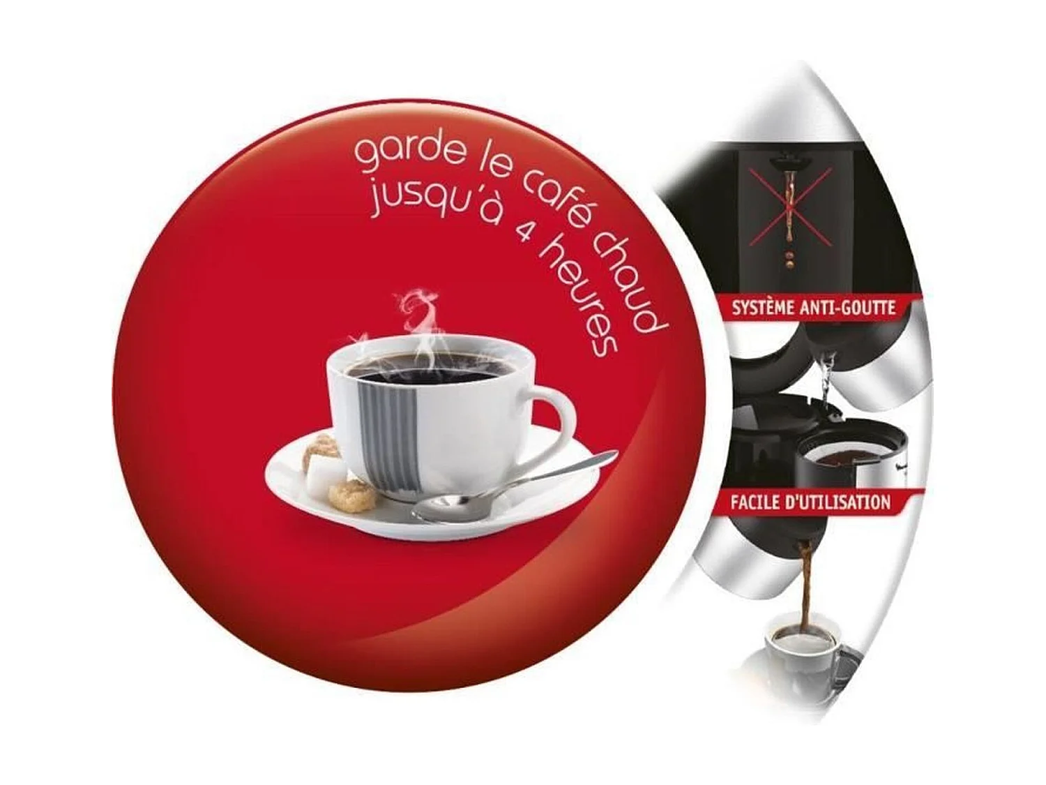 Cafetera de filtro - 8 a 12 tazas - Negra y acero inoxidable - 800W