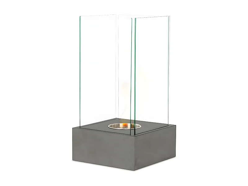 Moderne Bioethanol-Kamine in Grau mit Prägung 25 x 25 x H 65 cm