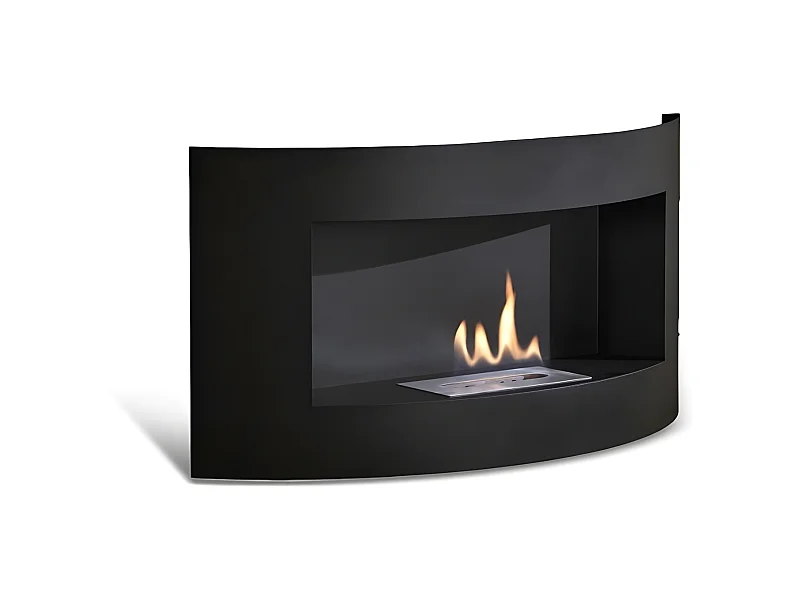 Schwarzer Bioethanol-Wanddesign-Biokamin 63 x 15,5 x H 45 cm