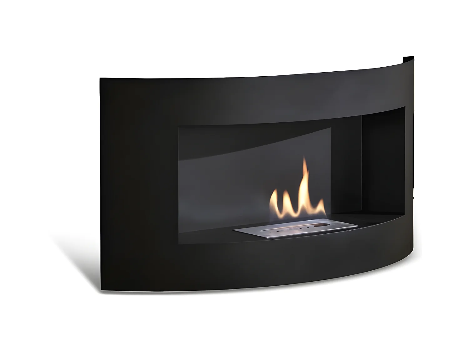 Cheminée bio bioéthanol murale design noire 63 x 15,5 xh 45 cm