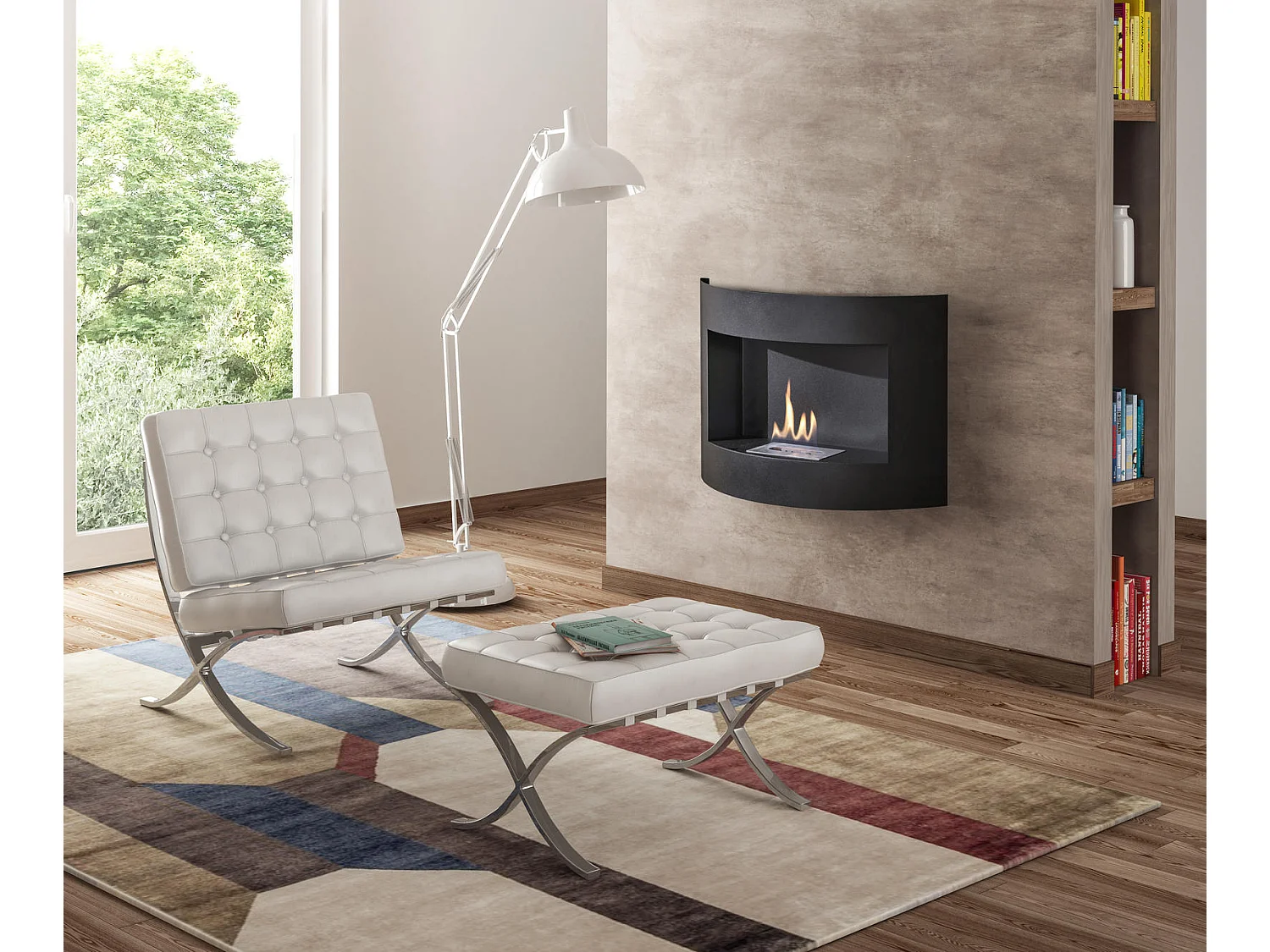 Redonda Biocheminée murale en métal noir