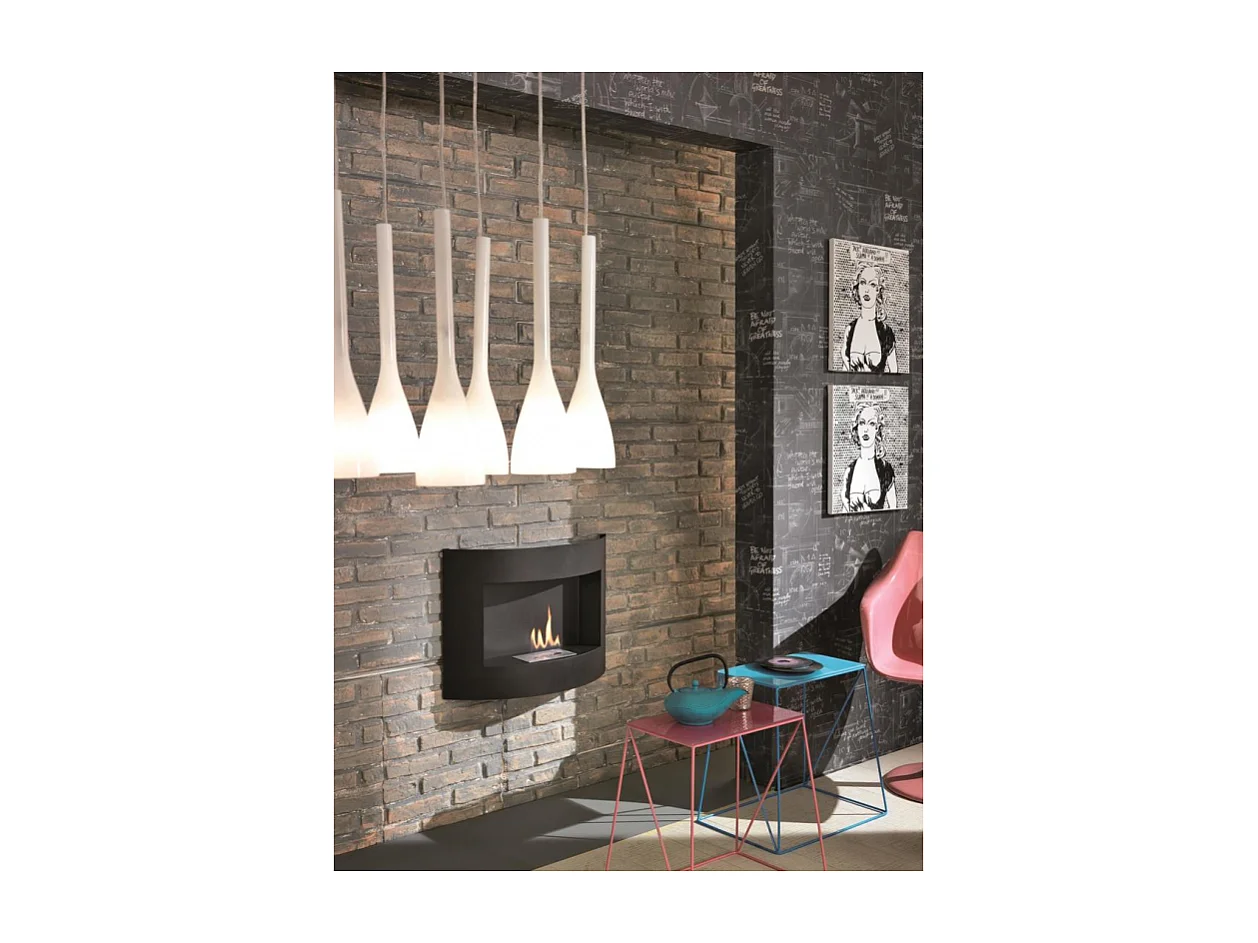 Redonda - Biocamino da parete in Metallo Nero