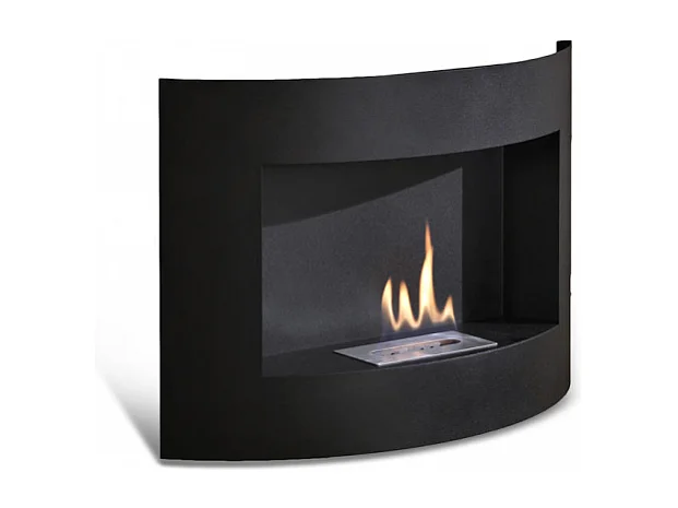 Redonda - Biocamino da parete in Metallo Nero