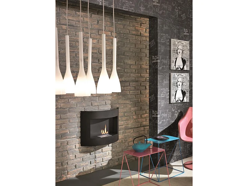 Redonda Biocheminée murale en métal noir