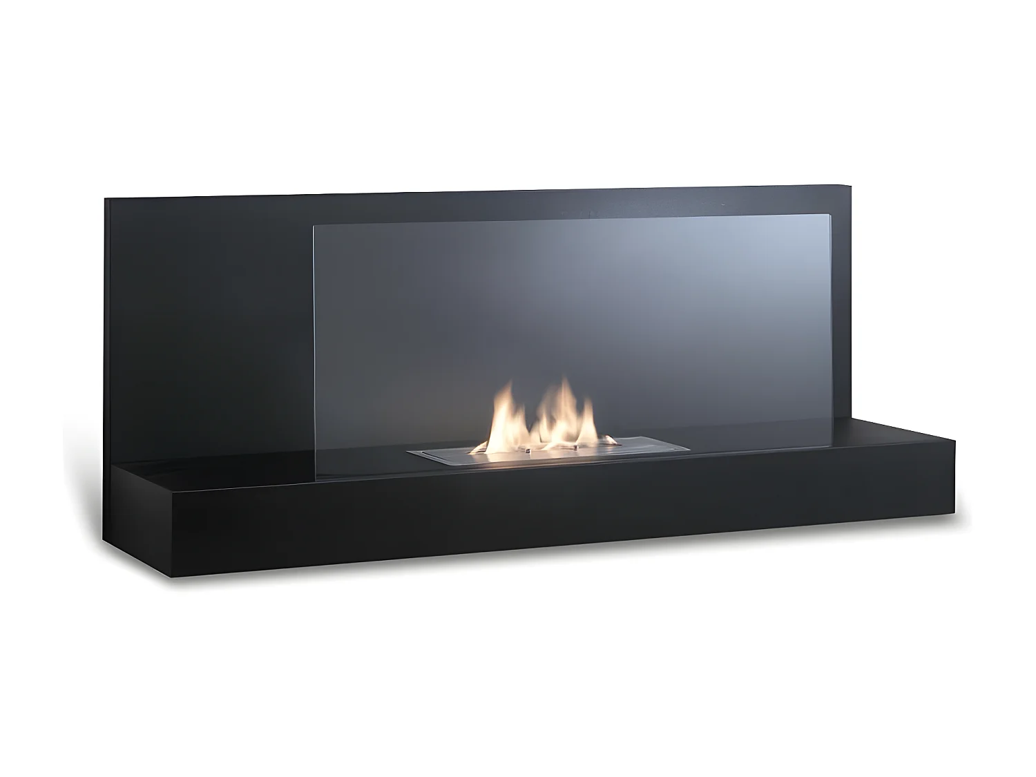 Schwarzer Bioethanol-Wanddesign-Biokamin 90 x 26 x H 50 cm