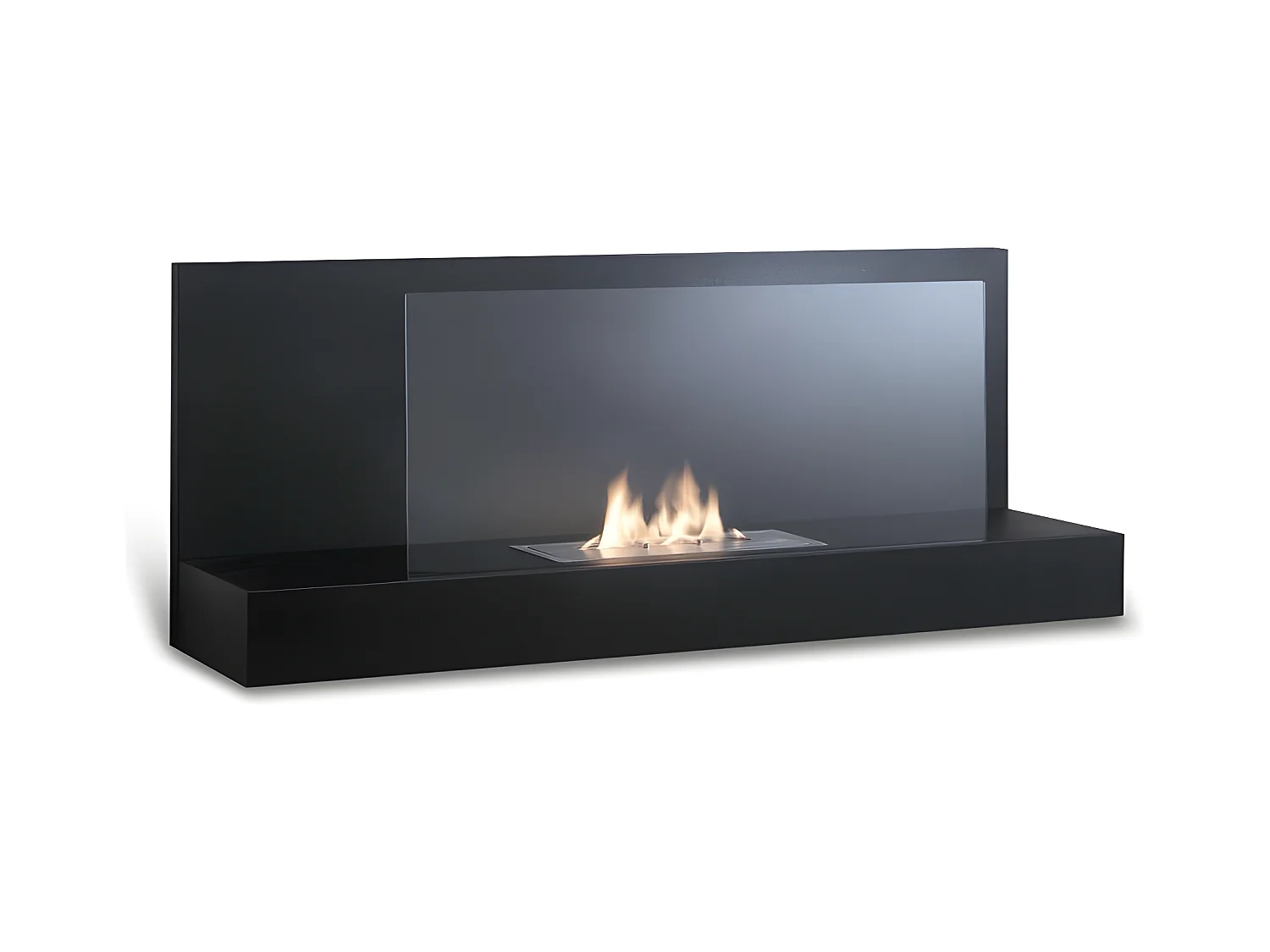 Cheminée bio bioéthanol murale design noire 90 x 26 xh 50 cm