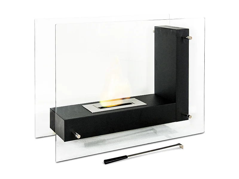 Crossing Biocheminée sur pied en métal noir