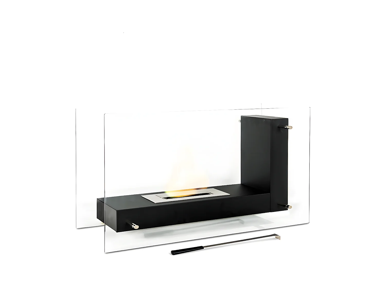 Bio-cheminée au sol design bioéthanol noir 80 x 31 xh 60 cm
