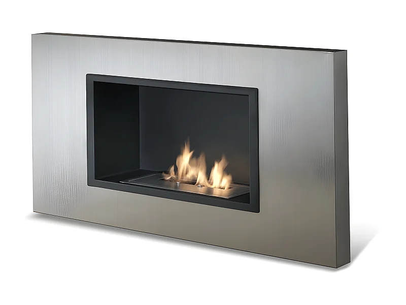 Design-Bioethanol-Wand-Biokamin in Chromgrau 78 x 17 x H 54 cm