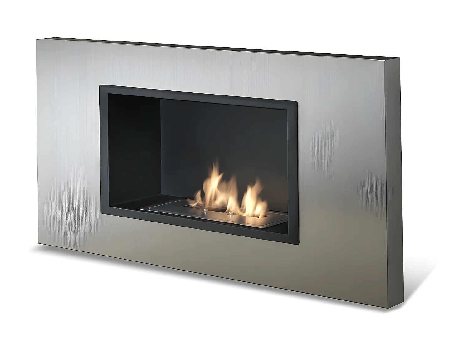Design-Bioethanol-Wand-Biokamin in Chromgrau 78 x 17 x H 54 cm