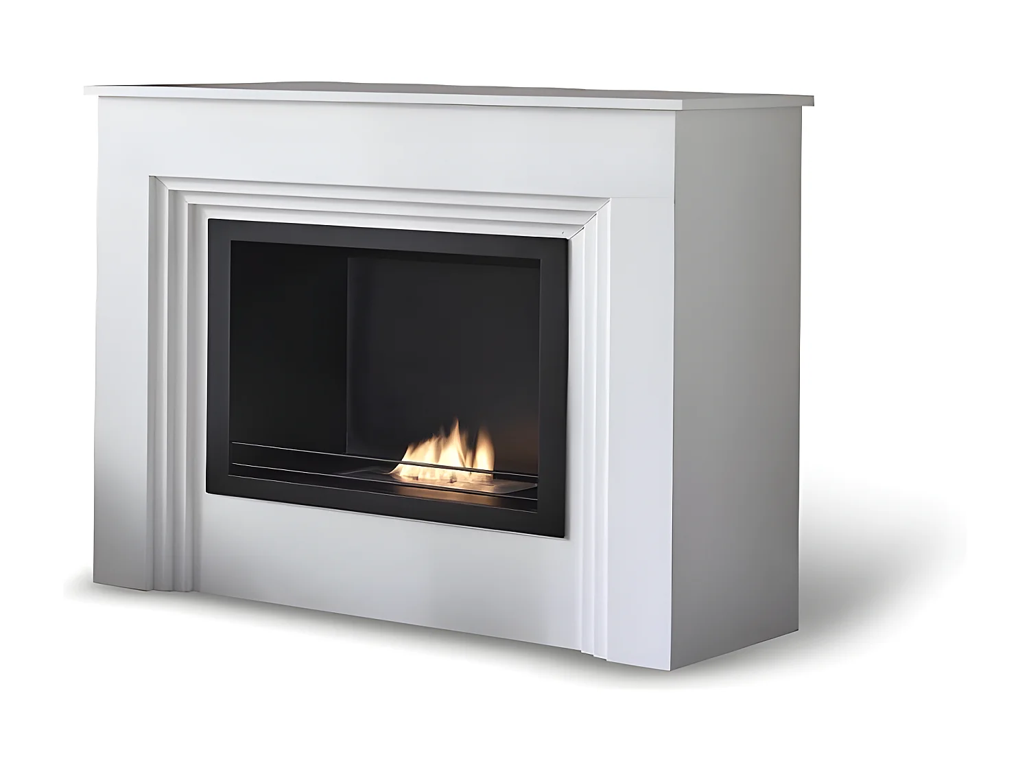 Bio-cheminée au sol design au bioéthanol blanc 96 x 35 xh 96 cm