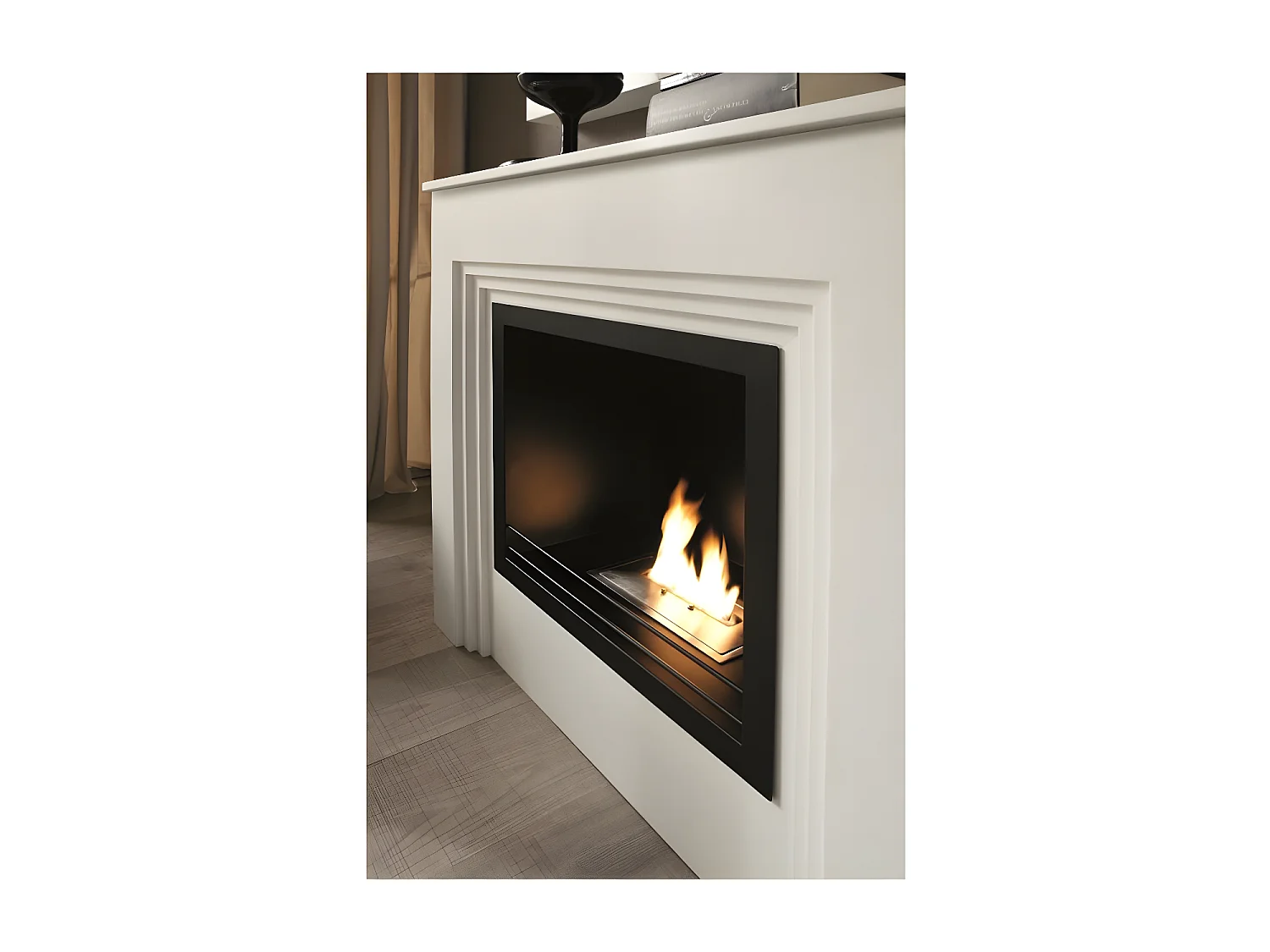 Bio-cheminée au sol design au bioéthanol blanc 96 x 35 xh 96 cm