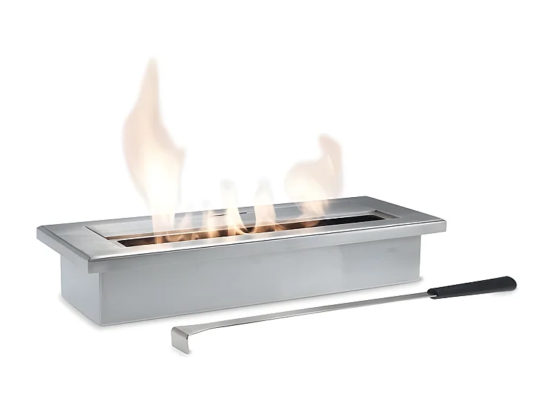 Biocamino design  da tavolo  bioetanolo grigio cromo cm 40 x 15 x h 8
