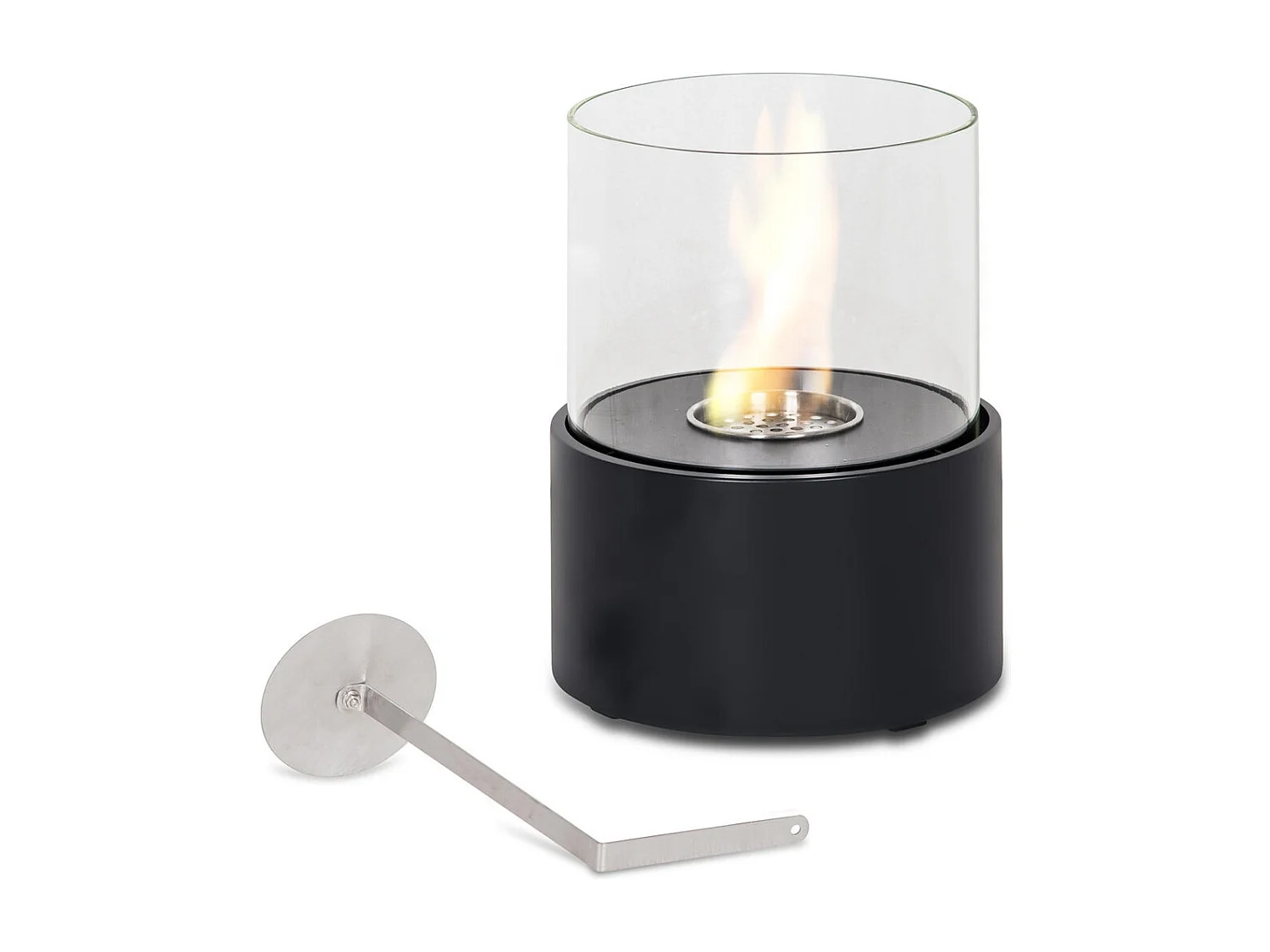 Cheminée bio de table en métal noir 22x22x27h cm