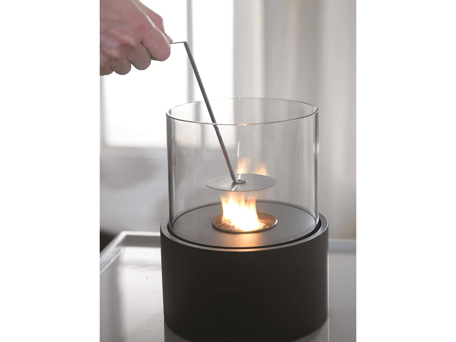 Duecilindri Bougie de table au bioéthanol en métal noir