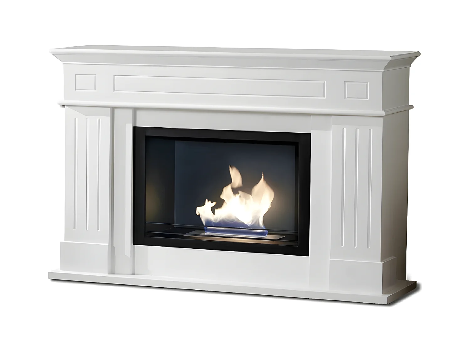 Cheminée bio au sol design au bioéthanol blanc 102 x 37 xh 110 cm