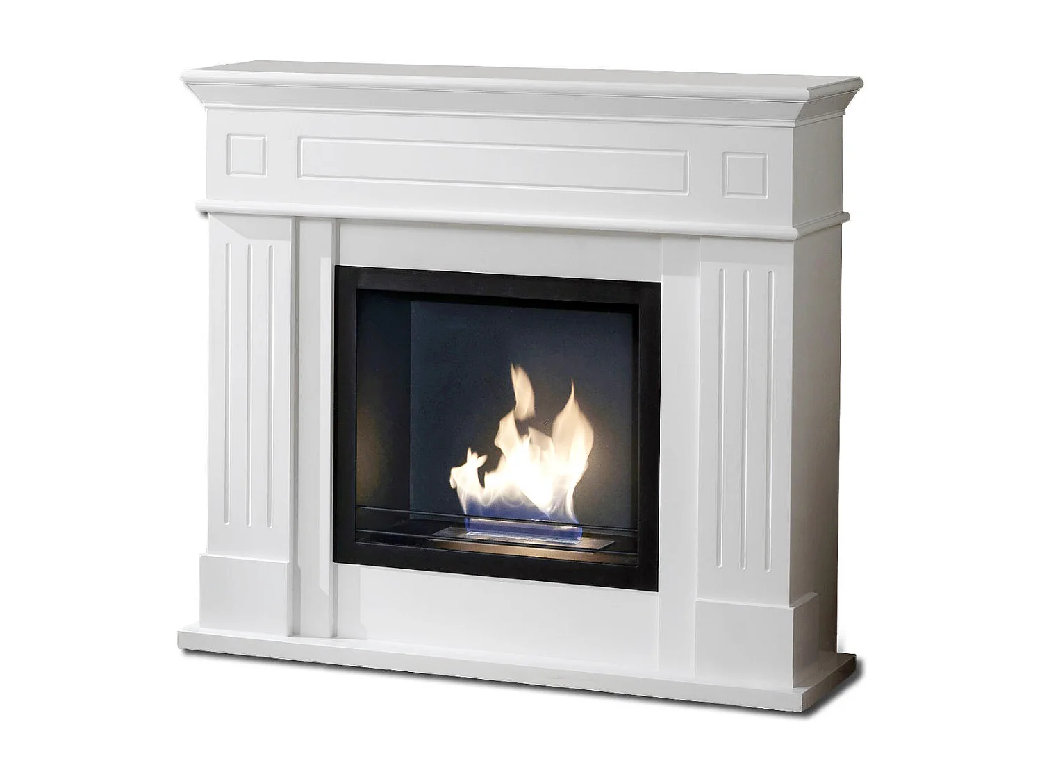 Nostalghia - Bodenbiokamin aus weiß lackiertem MDF
