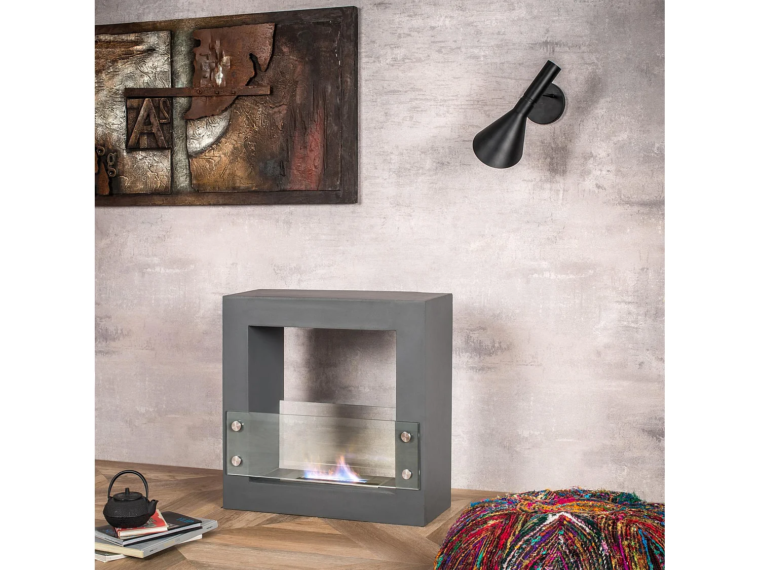 Daysign - Bodenstehender Biokamin aus Chrom-Magnesia