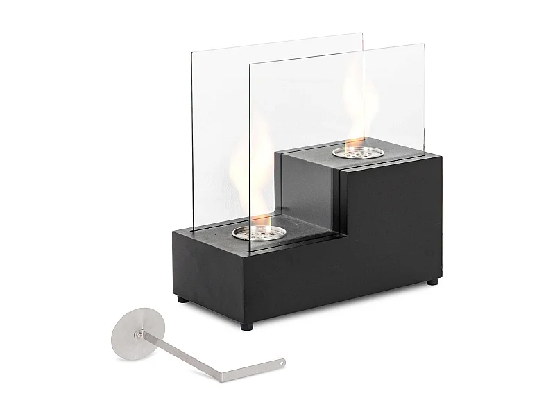 Bio-Tischkamin aus schwarzem Metall 20x40x39h cm