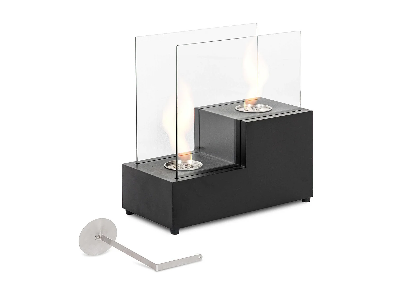 Biochimenea de mesa en metal negro 20x40x39h cm