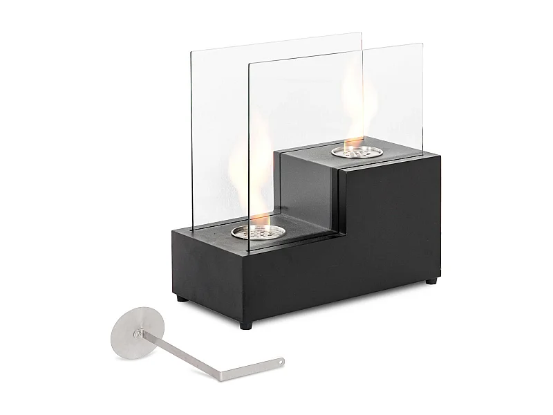 Dwa kroki - Czarna metalowa świeca stołowa z bioetanolem