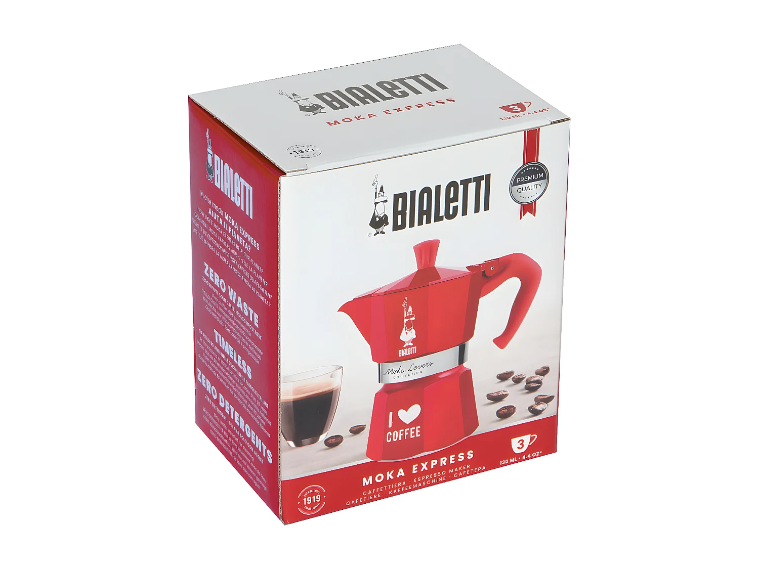 Cafetière Italienne Moka Express I love coffee 3 tasses rouge