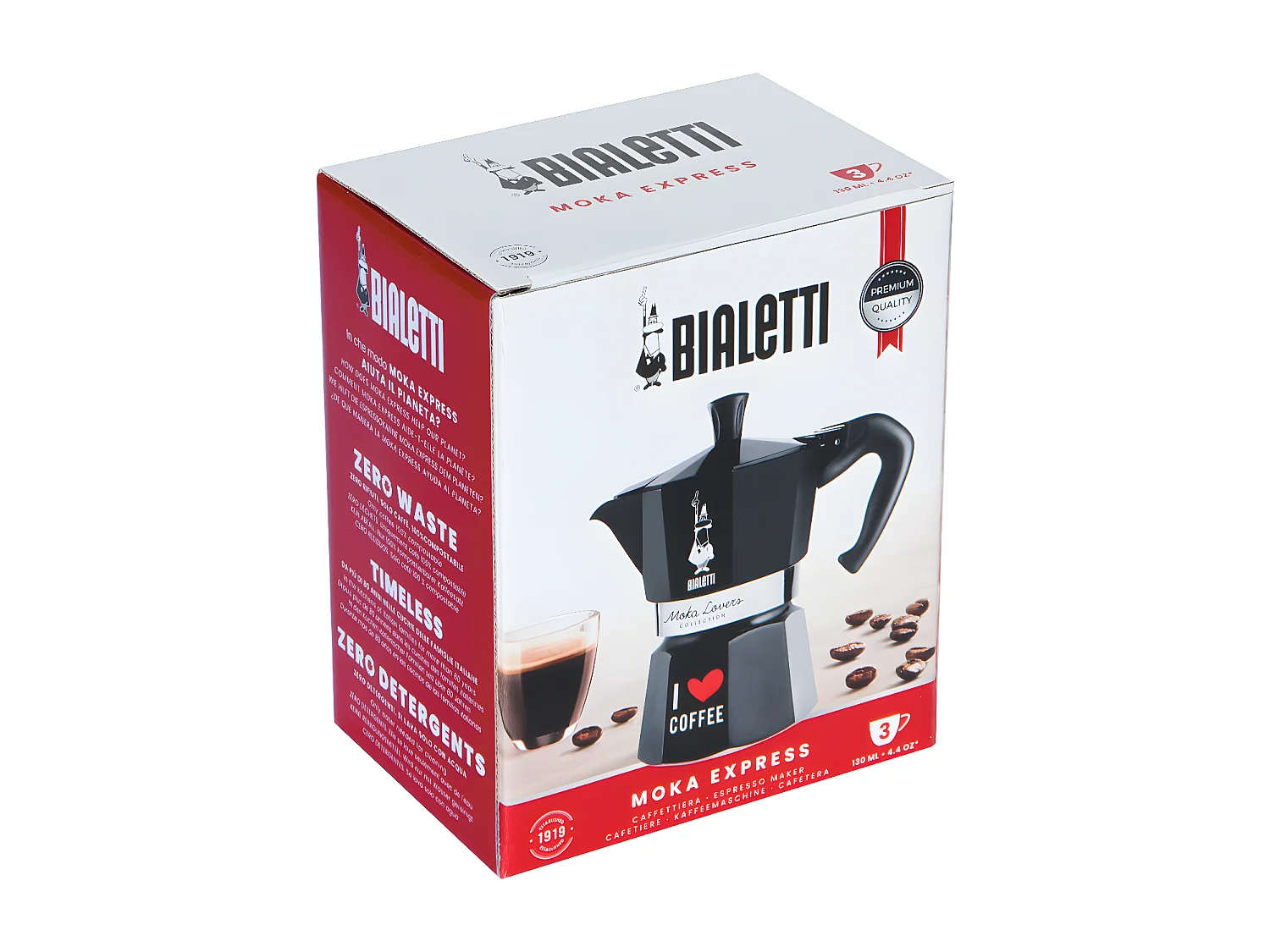 Cafetière Italienne Moka Express I love coffee 3 tasses noire