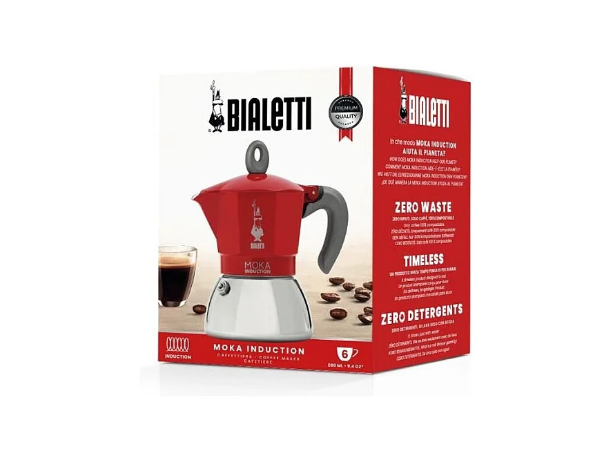 Cafetière italienne Moka induction 6 tasses rouge