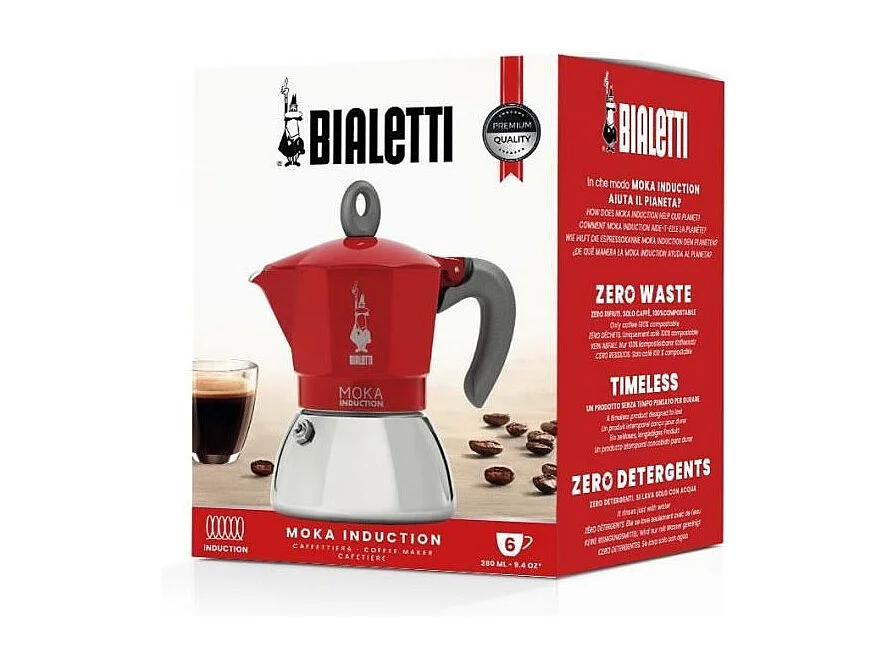 Cafetière italienne Moka induction 6 tasses rouge