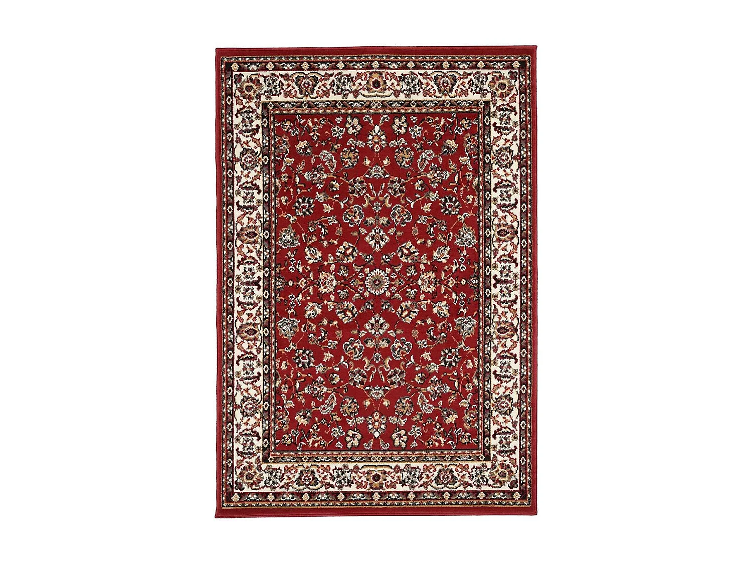 Tapis oriental 140x200 rectangle rouge tissé motif ancestral LYN1 NOMED
