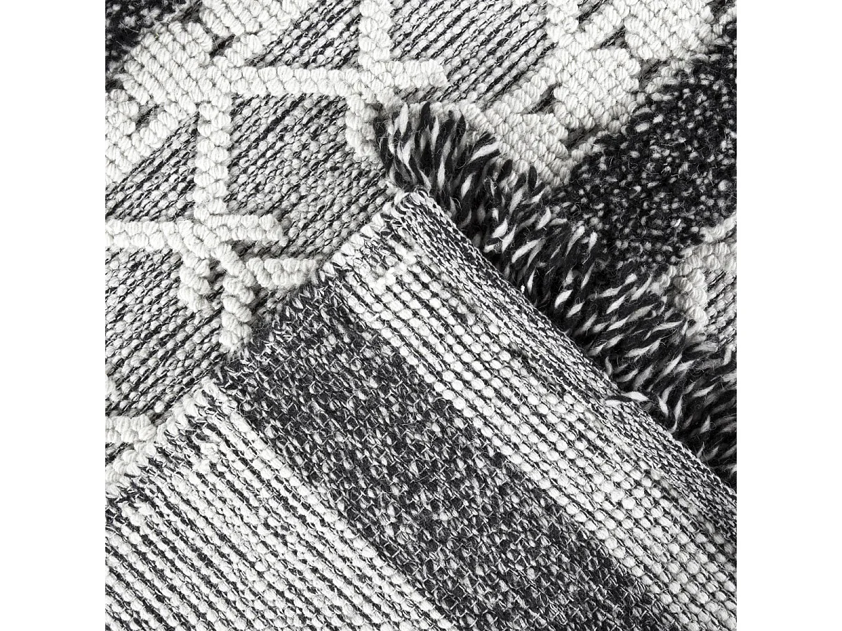 tapis entrée 130x190 tissé en laine crème rectangle motif ethnique NOUKA