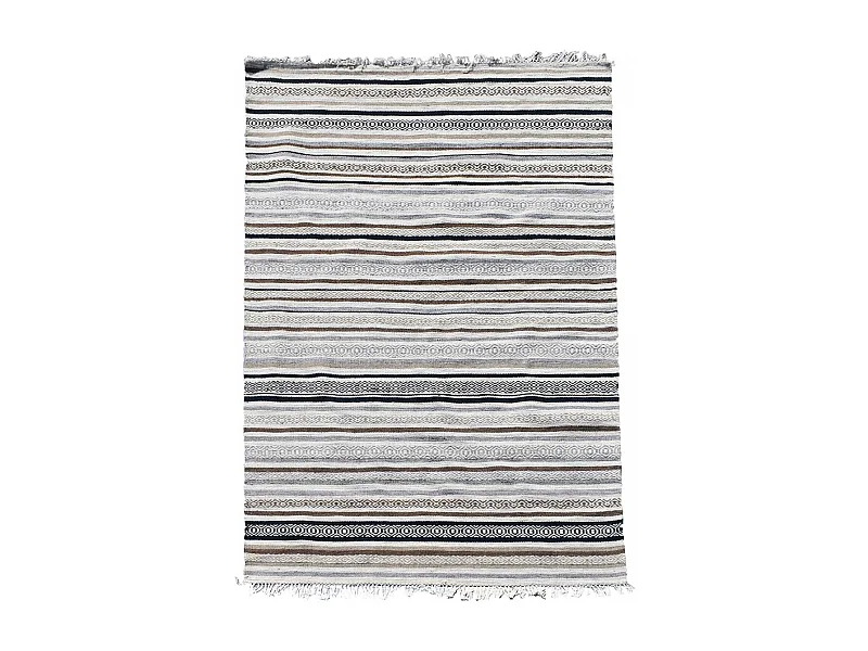 Tapis kilim 240x340 rectangle fait à la main en laine beige et marron