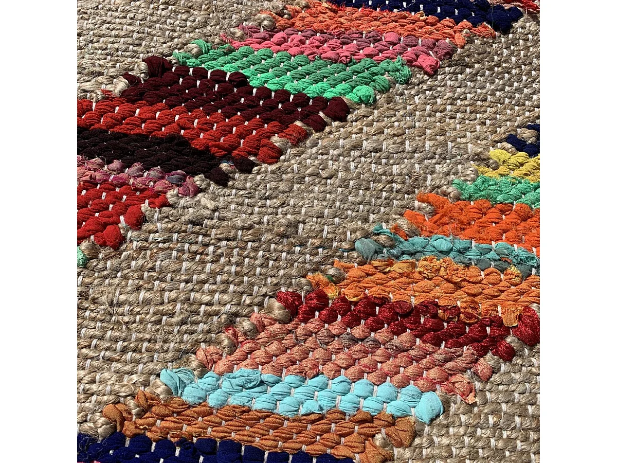 Tapis en jute 80x150 fait à la main multicolore RAINBOWA