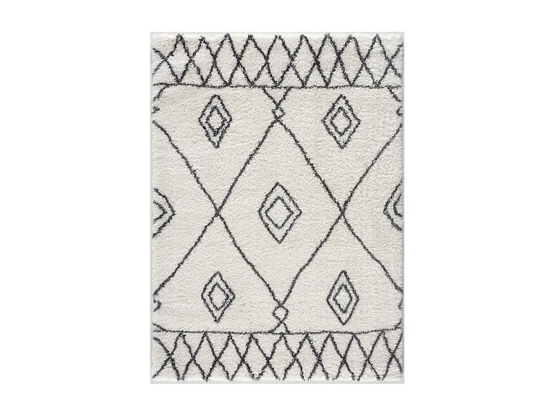 Tapis berbère 120x170 tissé motif ethnic LYN4 DOUX 2 crème