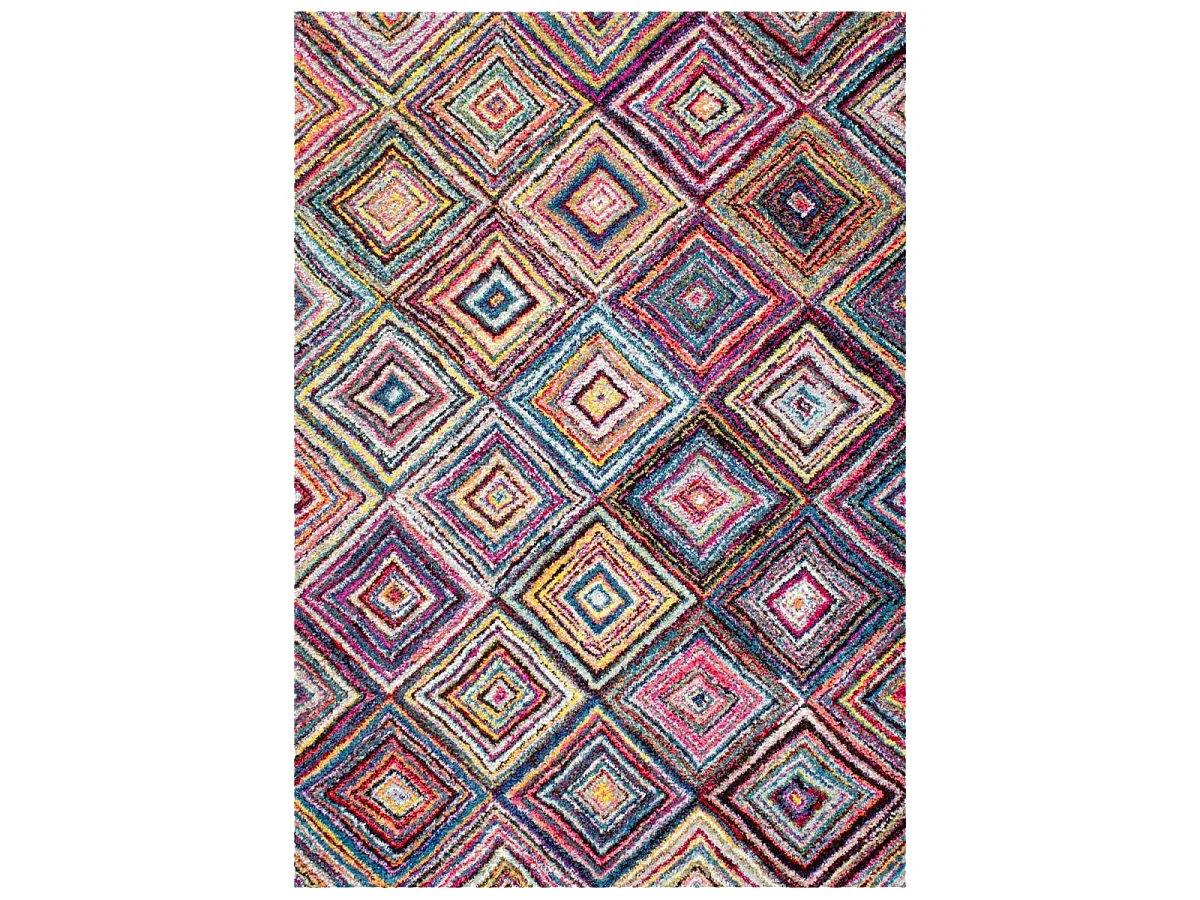 tapis entrée 40x60 tissé multicolore rectangle motif géométrique LYN6 CARI