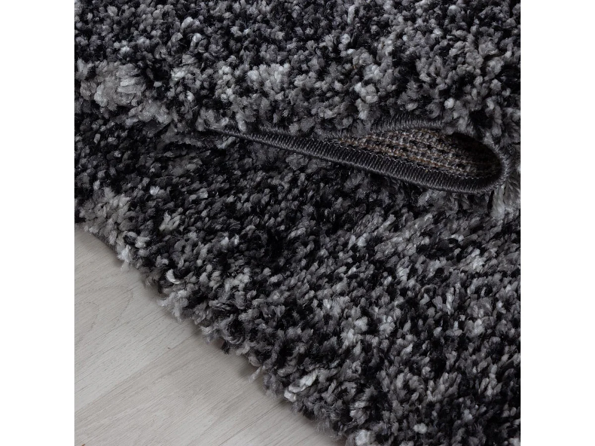 Tapis poils longs shaggy 60x110 rectangle tissé anthracite motif faux uni UNI D