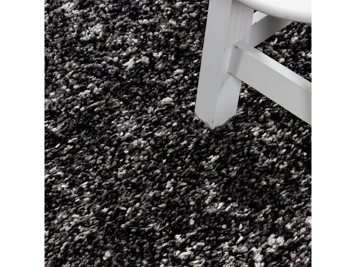 Tapis poils longs shaggy 60x110 rectangle tissé anthracite motif faux uni UNI D