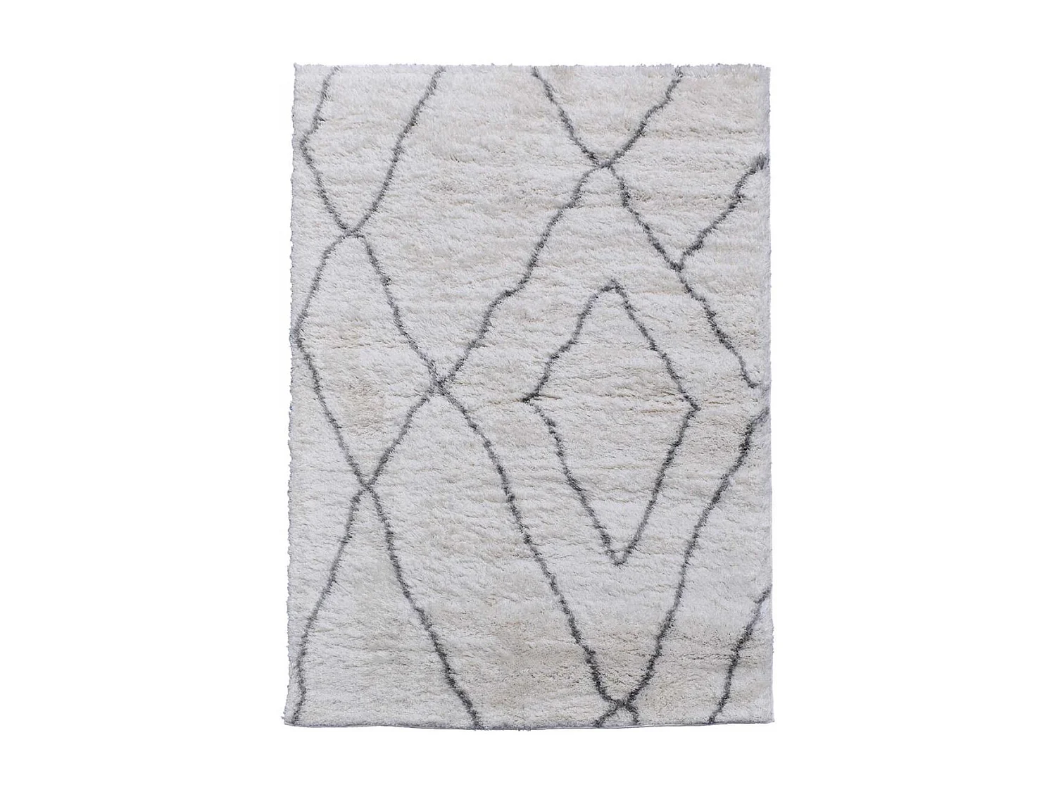 Tapis longs poils shaggy 60x110 rectangle tissé crème motif berbère LYN4 DOUX 6