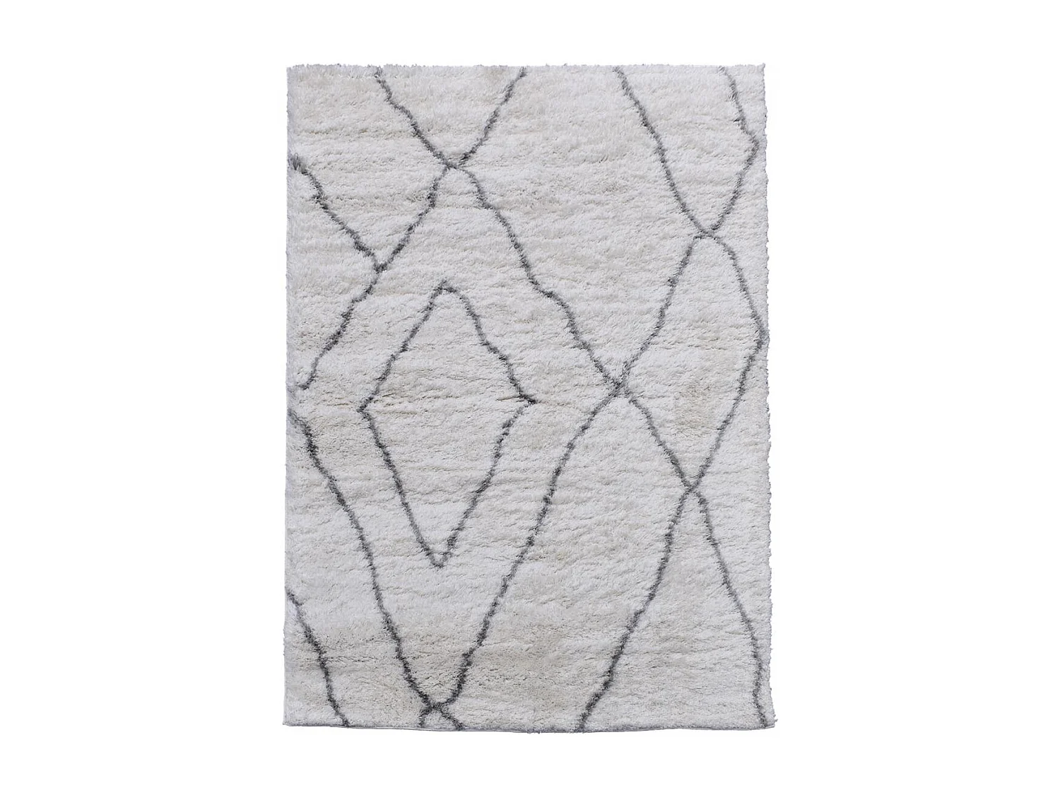 Tapis longs poils shaggy 60x110 rectangle tissé crème motif berbère LYN4 DOUX 6