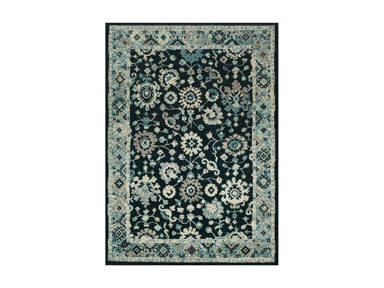 Tapis orient 160x230 rectangle bleu et bleu ciel tissé motif classique OLFA