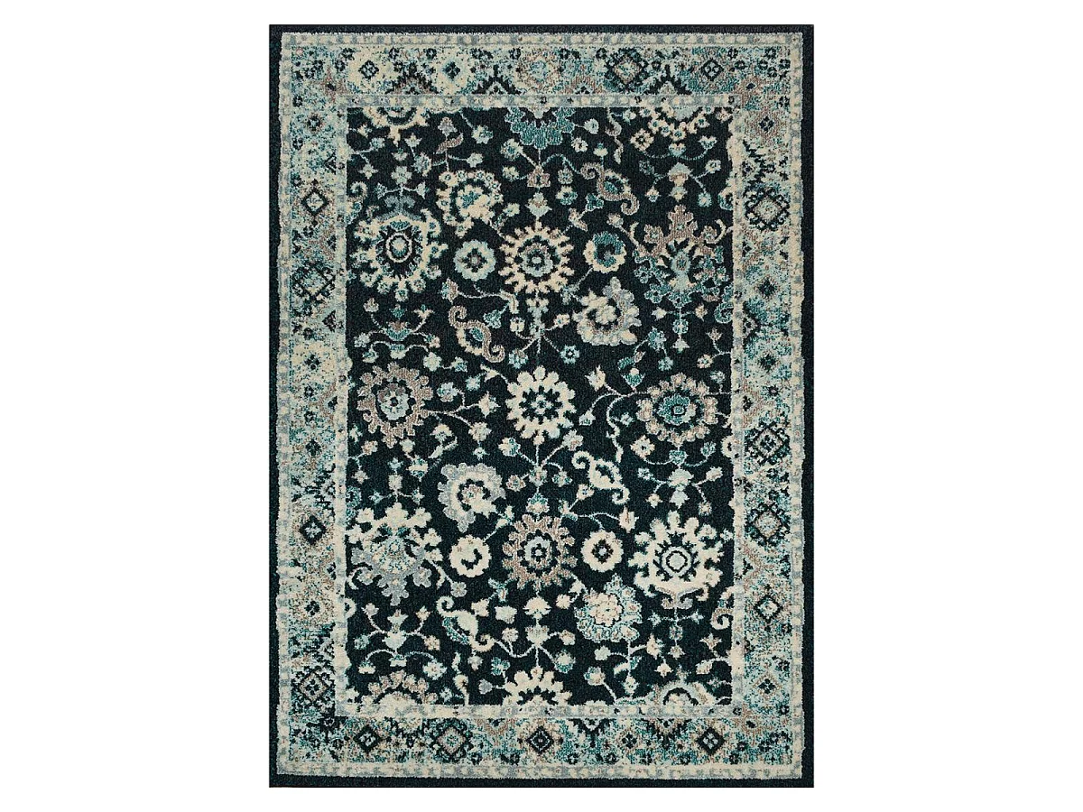 Tapis orient 160x230 rectangle bleu et bleu ciel tissé motif classique OLFA